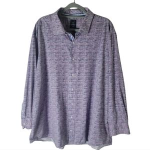 Tailorbyrd Collection button front shirt men’s 2X purple blue print long sleeve